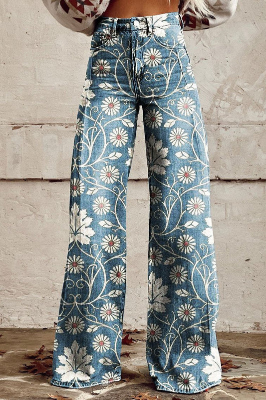 Daisy Floral Vintage Bootcut-jeans