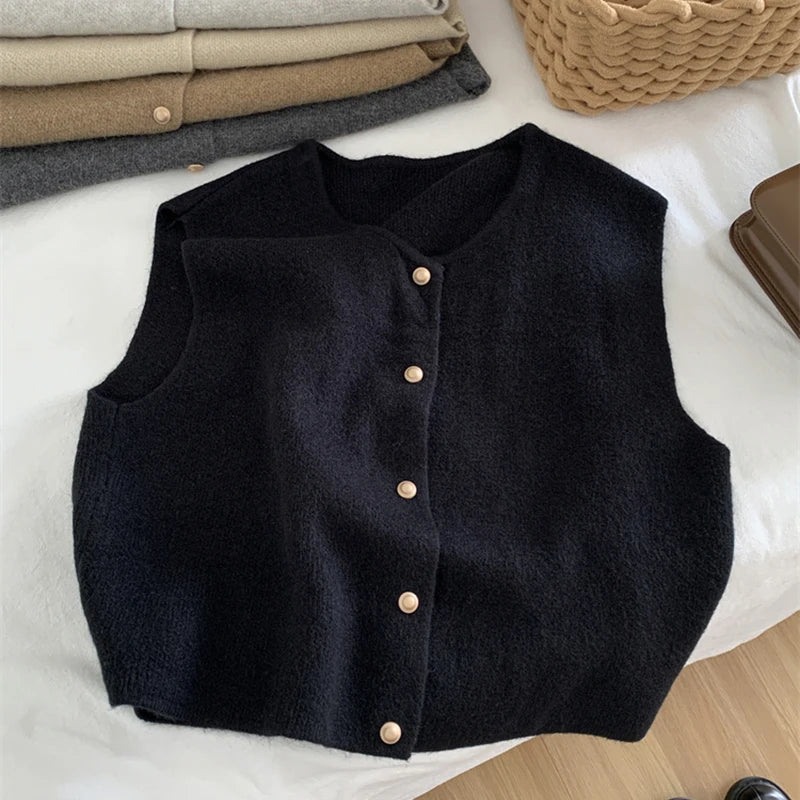 Margot Wool Blend Button Sweater Vest