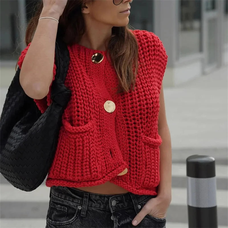 Ella Chunky Knit Button Vest