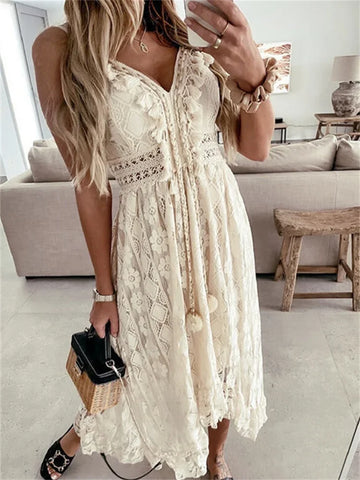 Isabella Boho Lace Maxi Dress