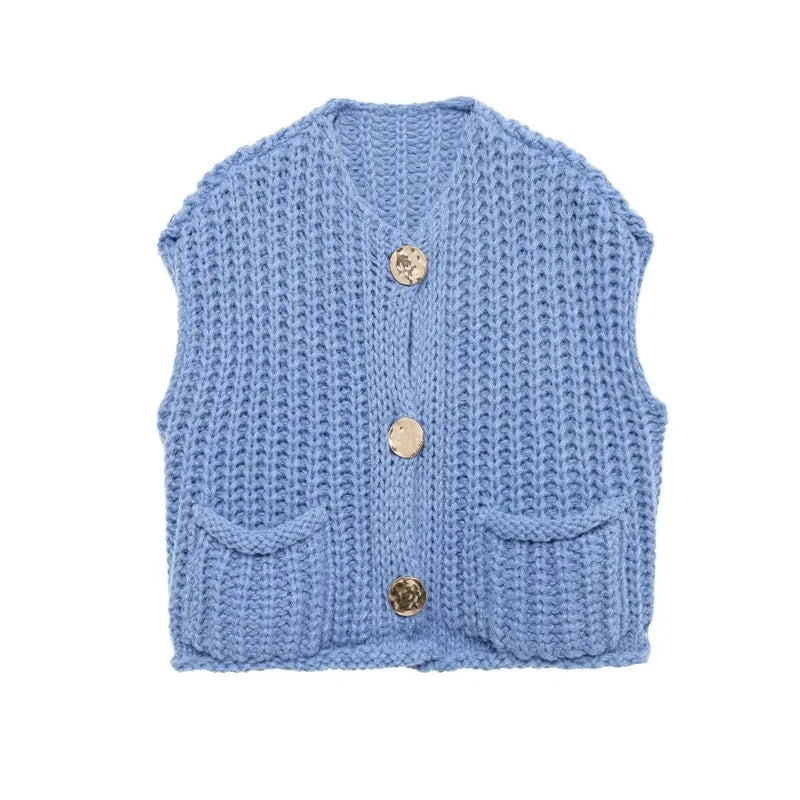 Ella Chunky Knit Button Vest