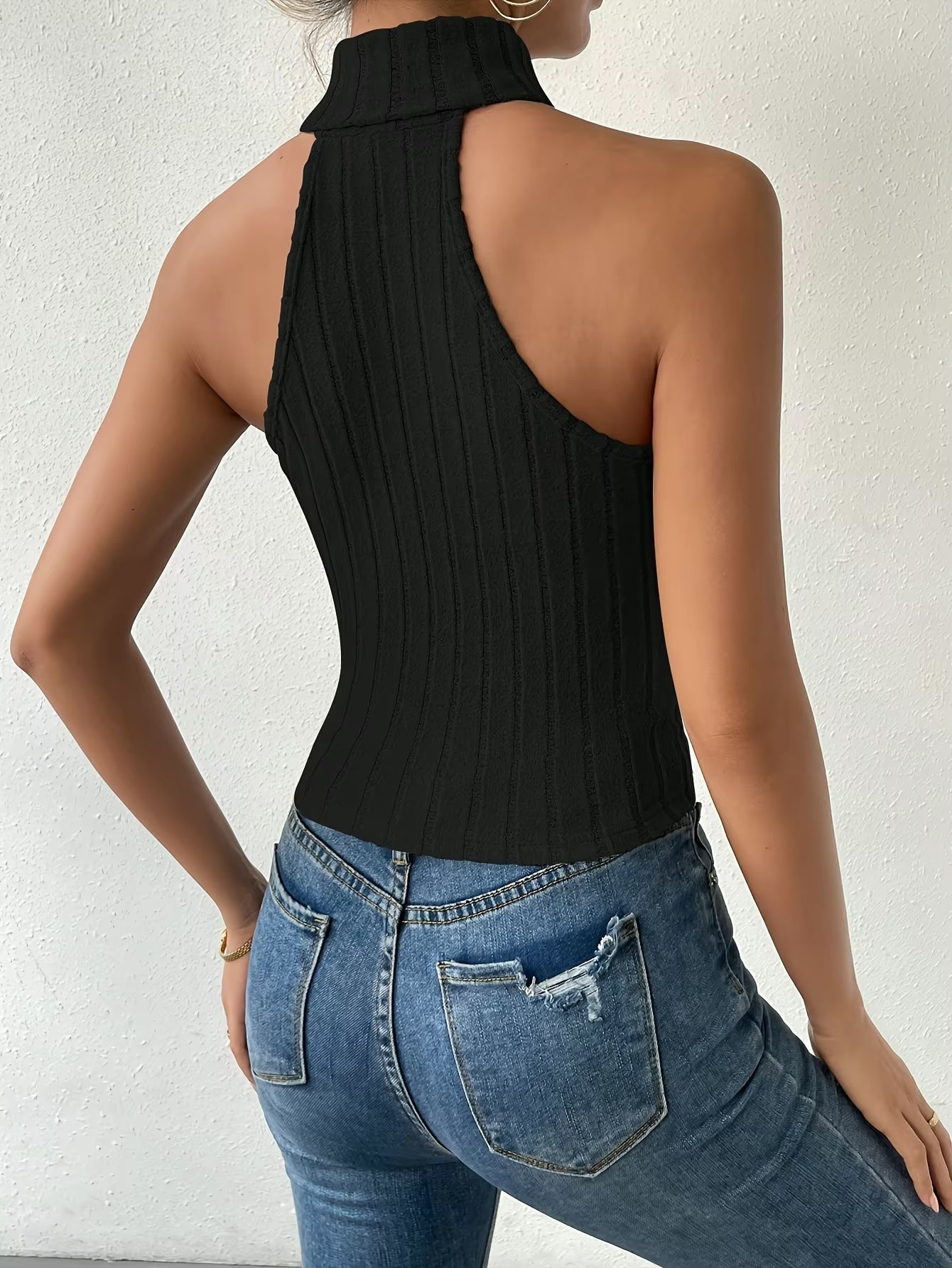 Mila Ribbed Choker Knit Top