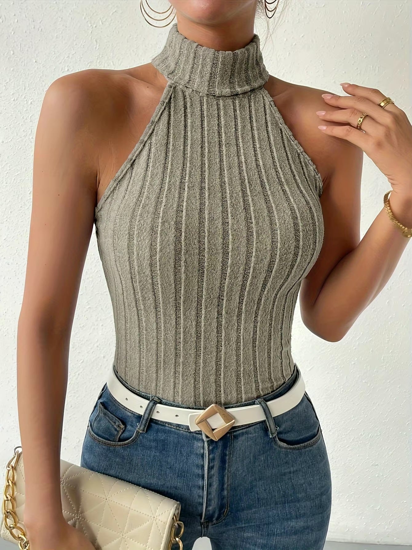 Mila Ribbed Choker Knit Top