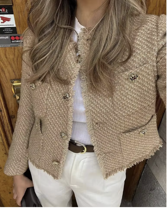 Camille Tweed Button Blazer