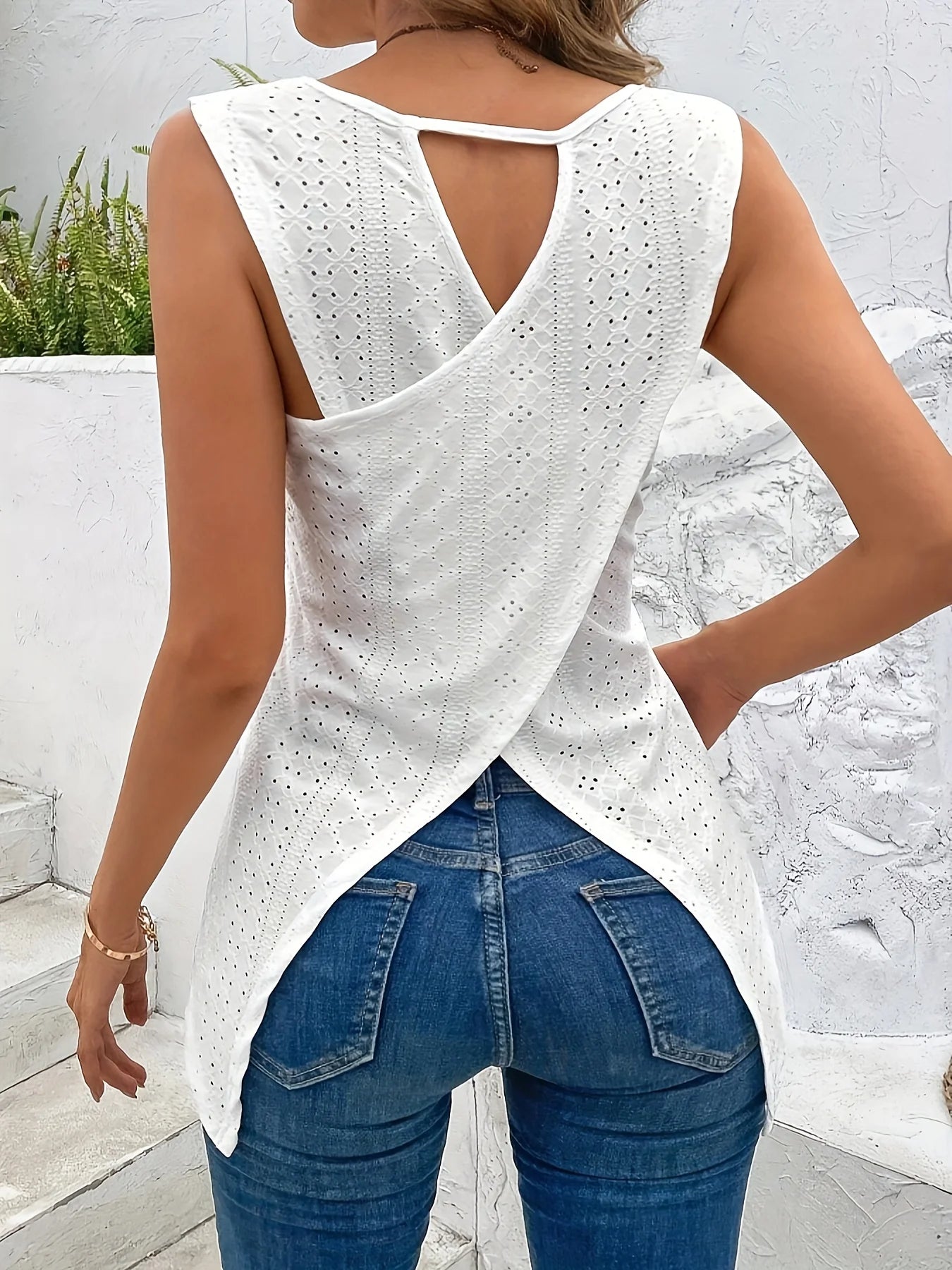 Serena Cross-Back Eyelet Tank